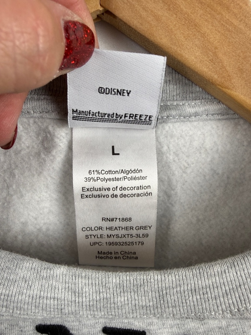 Disney Los Angeles Mickey Mouse Crewneck Sweatshirt Women's Size L Gray - Picture 7 of 9